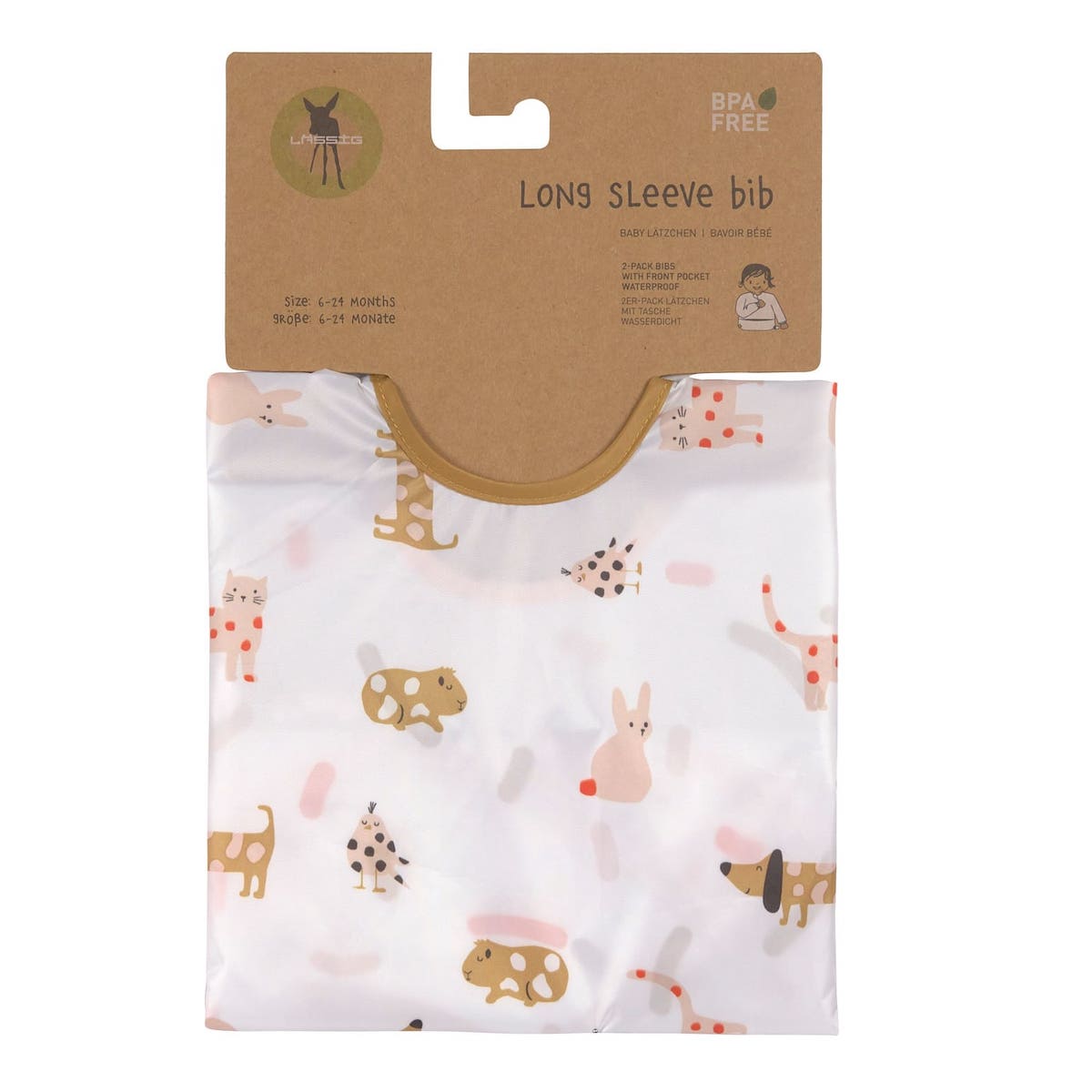 2 bavoirs à manches 6-24M LITTLE MATEYS Laessig spicy orange 