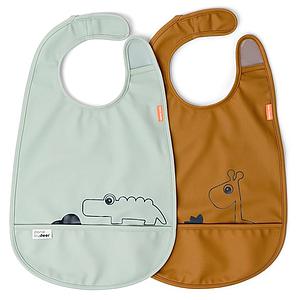 2 bavoirs DEER FRIENDS Done by Deer mustard-vert