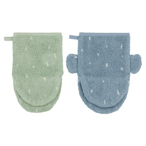 2 gants de toilettes MR. POLAR BEAR/MRS. ELEPHANT Trixie