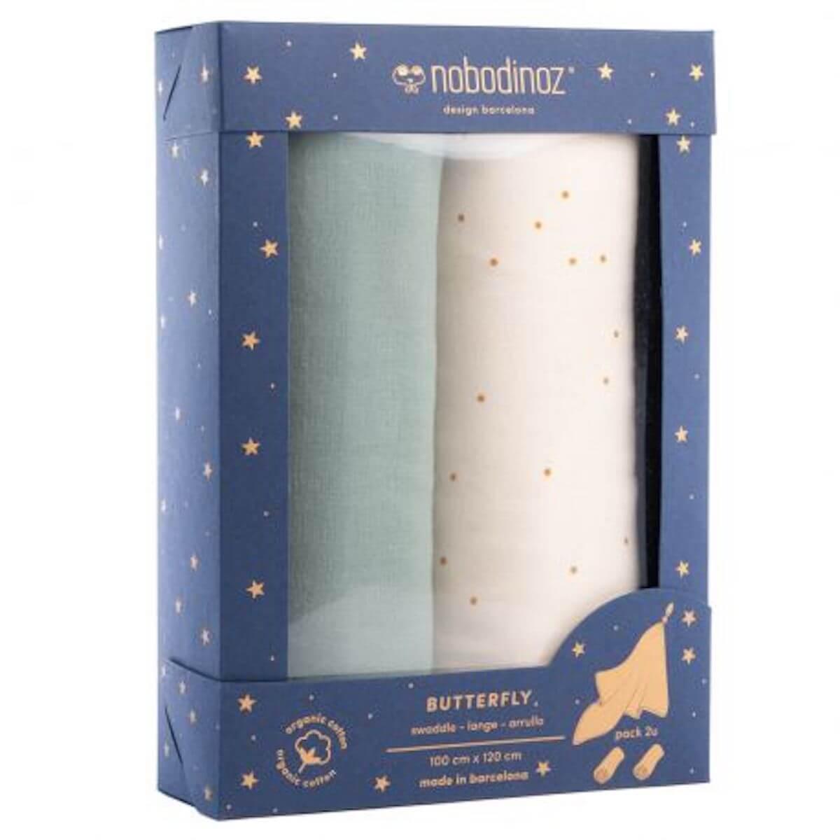 2 langes 100x120cm BUTTERFLY Nobodinoz eden green 