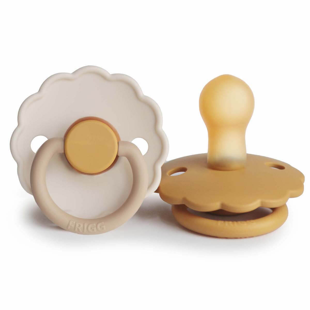 2 sucettes 0-6m DAISY Frigg Latex Chamomile-H.Gold