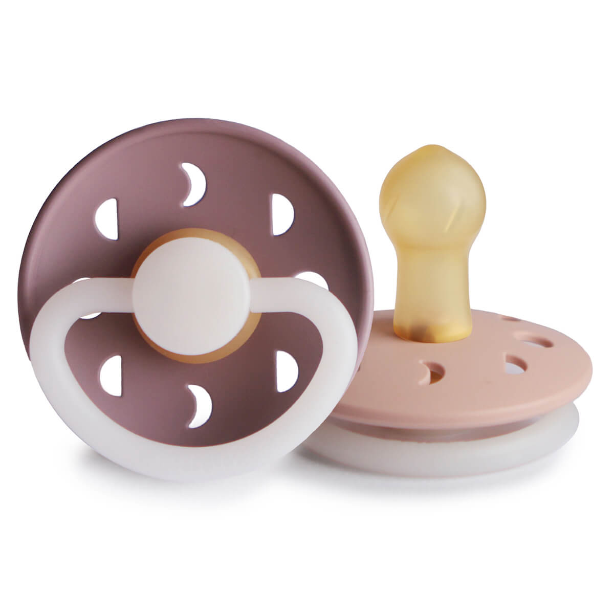 2 sucettes 0-6m MOON Frigg Night Latex Tw.Malve Blush