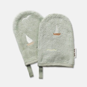 3 gants de toilette 15x22cm PAW embroidered Terry Dear April sailboats