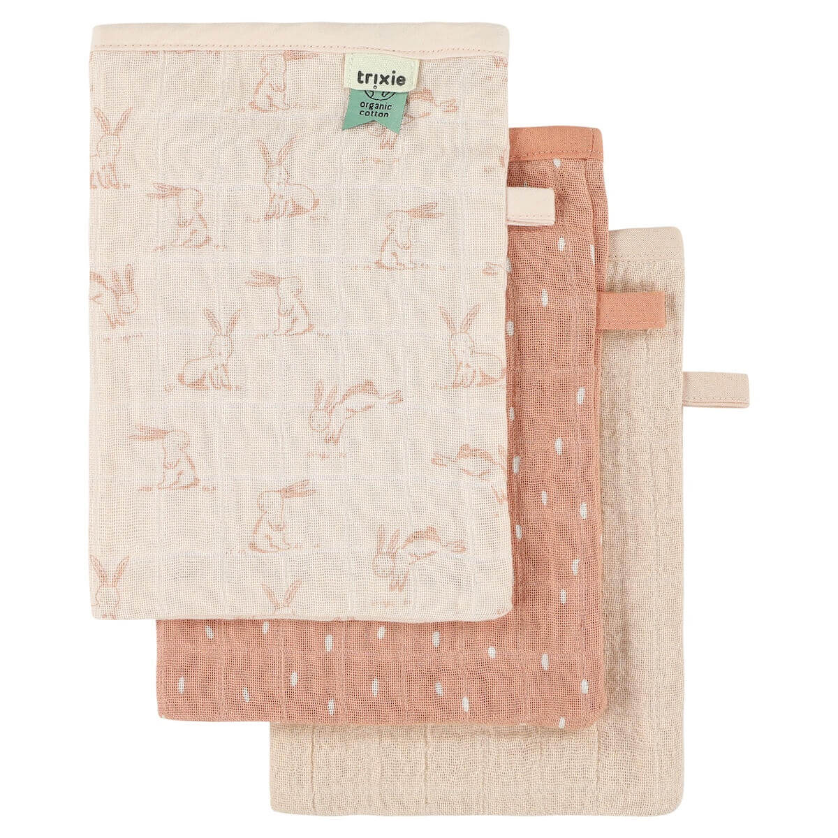 3 gants de toilettes Mix Rosy RABBIT Trixie