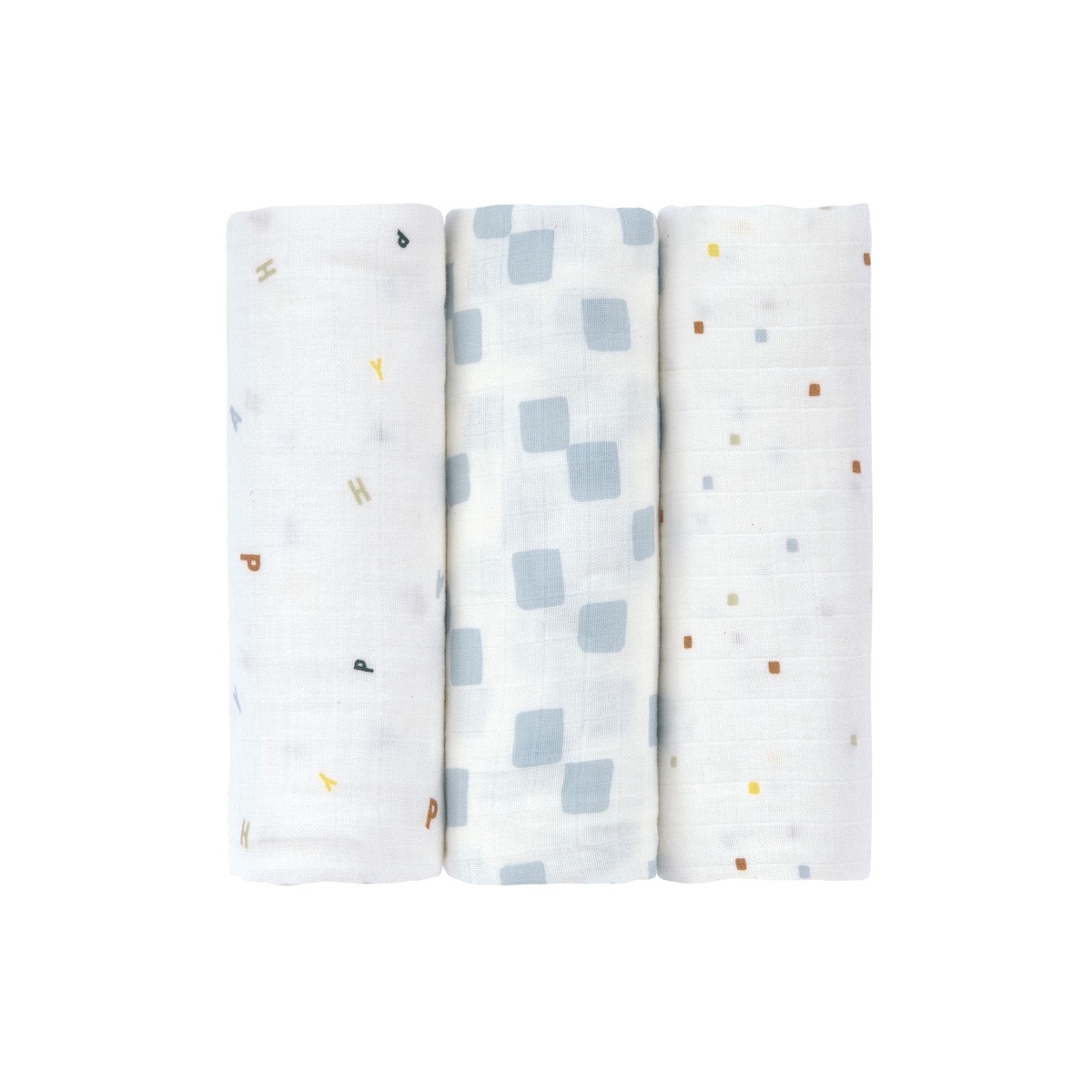 3 langes 85x85cm L GOTS Laessig Happy Fruits blue