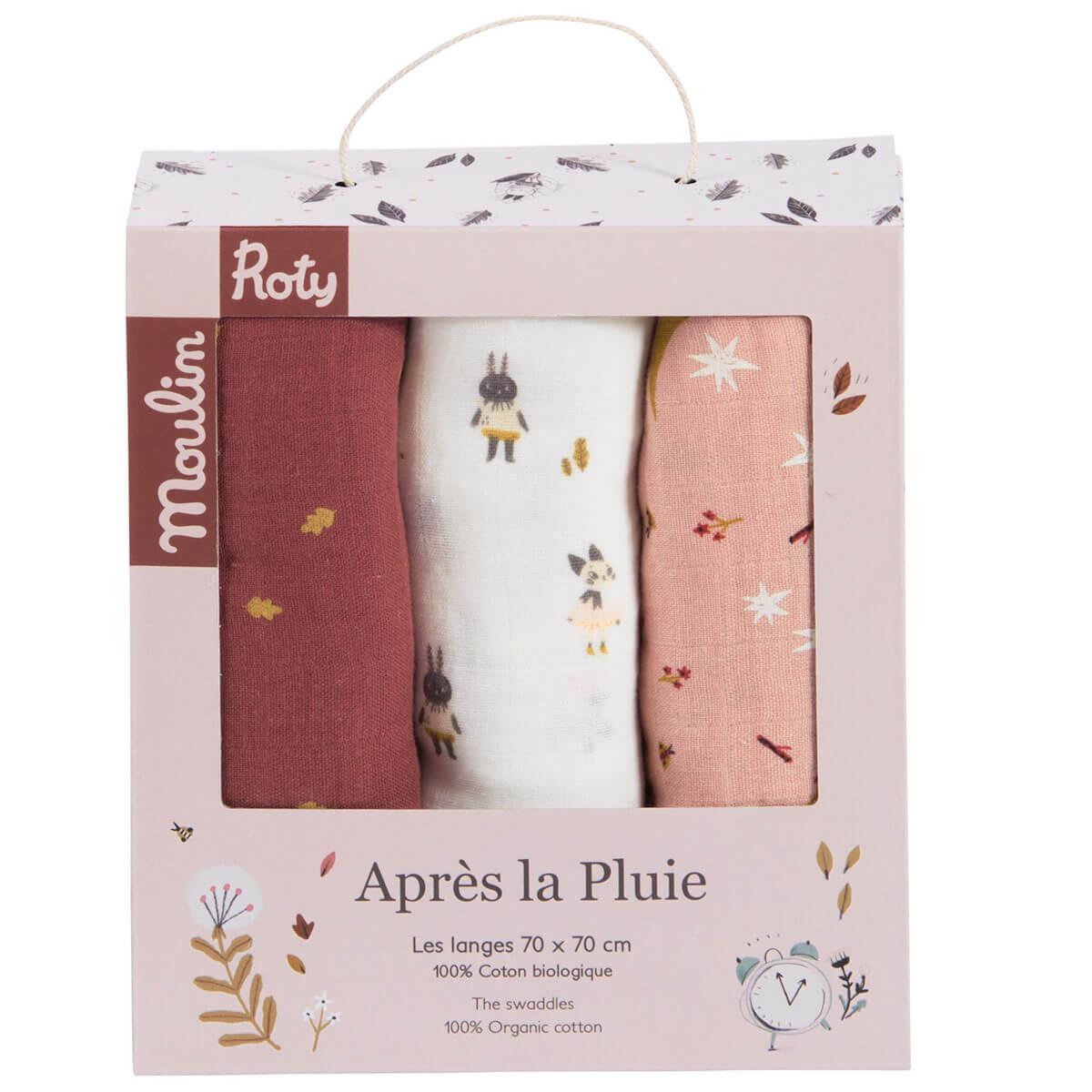 3 langes APRÈS LA PLUIE Moulin Roty