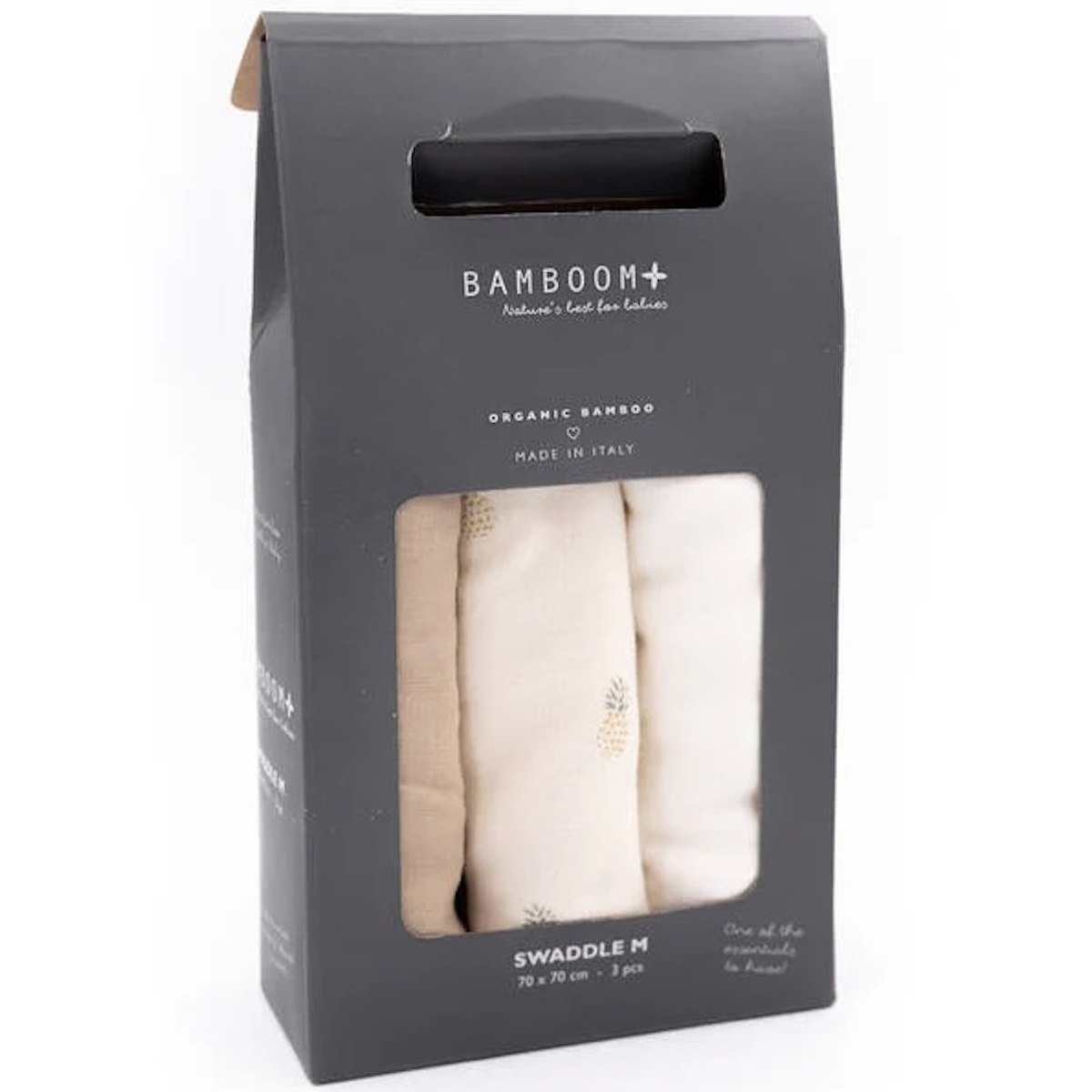 3 langes medium multi-use 75x75cm Bamboom Tropical offwite camel