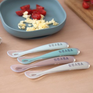 4 cuillères 1er repas silicone Beaba Natural set pralin-argile-vert sauge-vert de gris