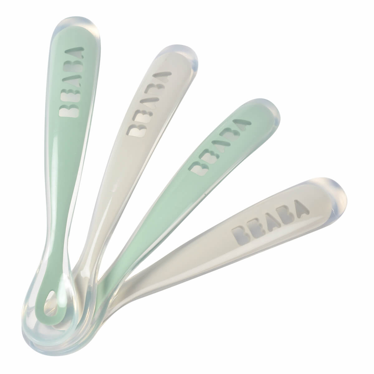 4 cuillères 1er repas silicone Beaba velvet grey-sage green