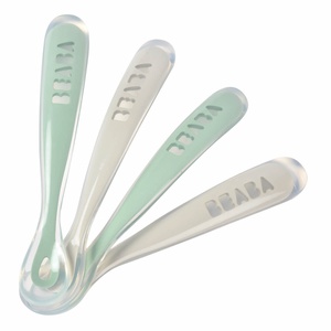 4 cuillères 1er repas silicone Beaba velvet grey-sage green