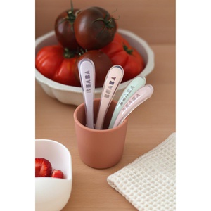 4 cuillères 2ème âge silicone Beaba Barbe à papa-Guimauve-Vert de gris-Lila