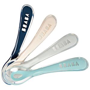 4 cuillères 2ème âge silicone Beaba noir-rose-gris-bleu