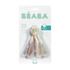 4 cuillères 2er repas silicone Beaba Natural set (pralin/argile/galet/vert de gris)
