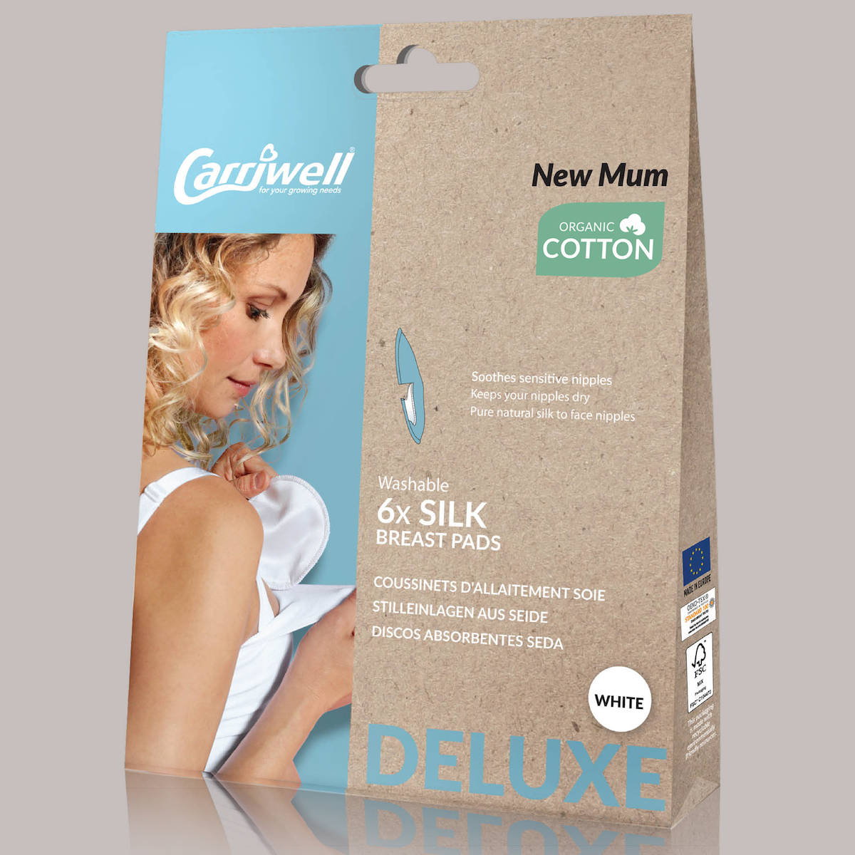 6Coussinets allaitement Soie Naturelle Uni Carriwell Blanc