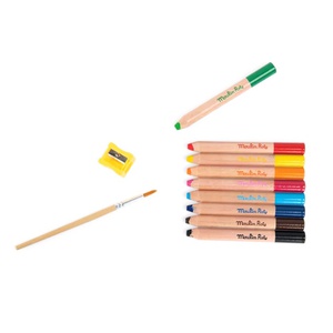 9 crayons de couleur 3 en 1 LES SCHMOUKS Moulin Roty