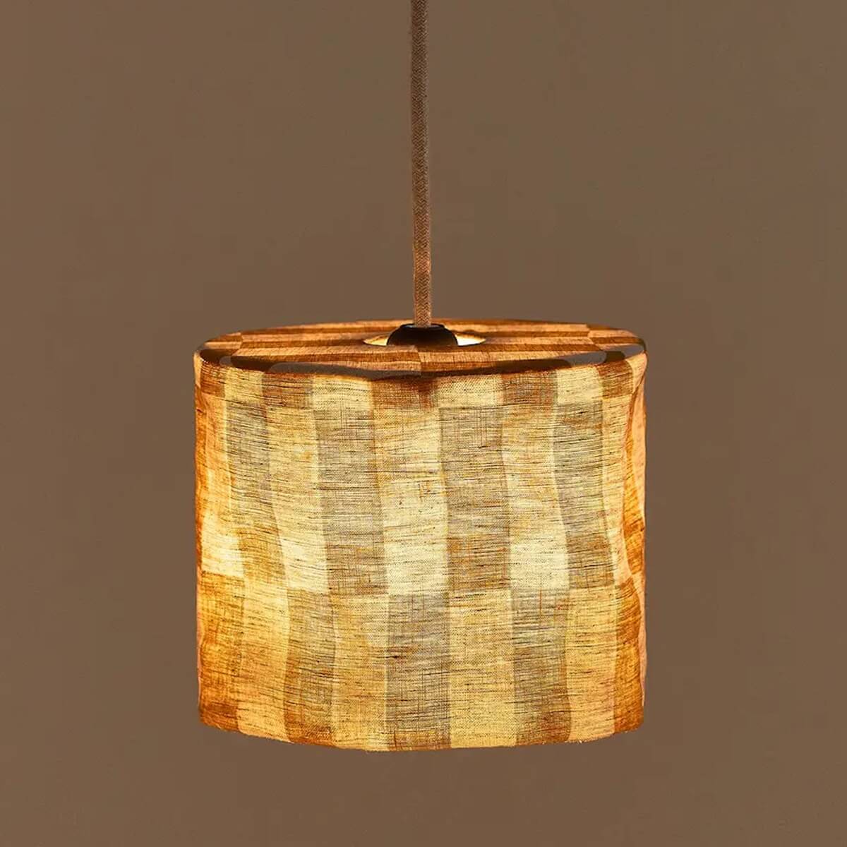 Abat-jour pour suspension en LIN FRANÇAIS 20cm VIBES Nobodinoz Mustard tiles