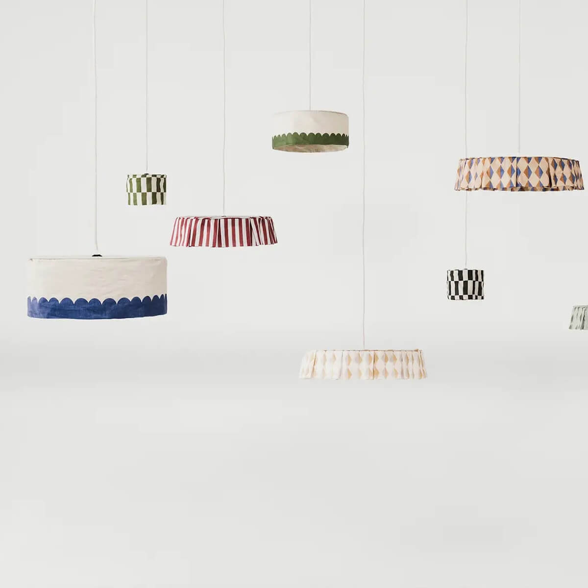 Abat-jour pour suspension en LIN FRANÇAIS 40cm VIBES Nobodinoz Blue