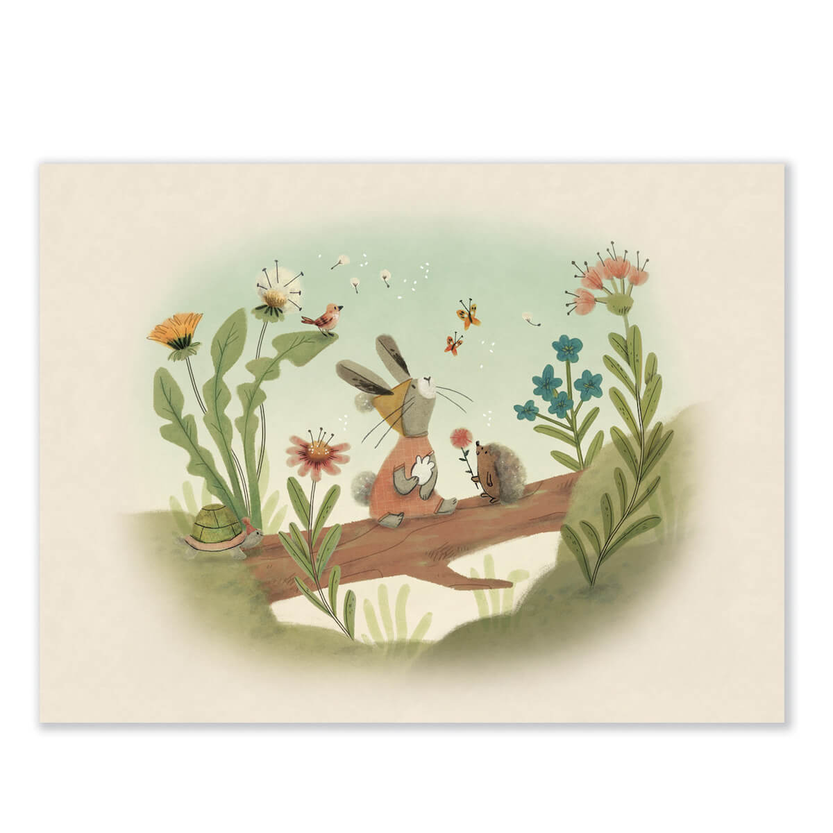 Affiche Balade sur la branche 30x40cm TROIS PETITS LAPINS Moulin Roty
