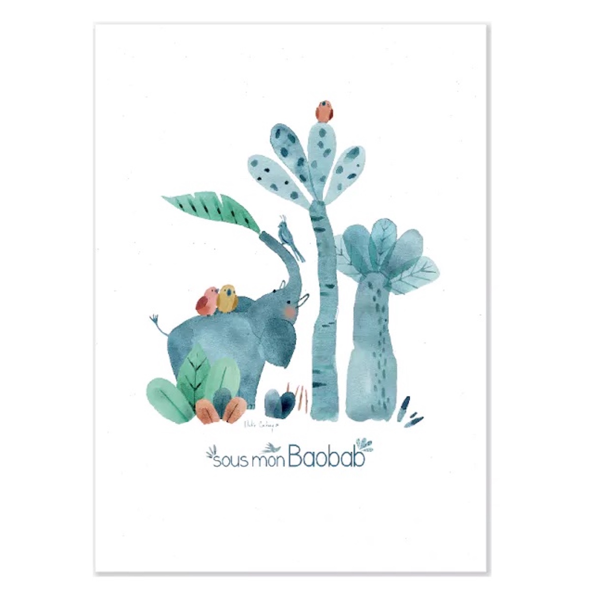 Affiche Eléphant 50x70cm SOUS MON BAOBAB Moulin Roty