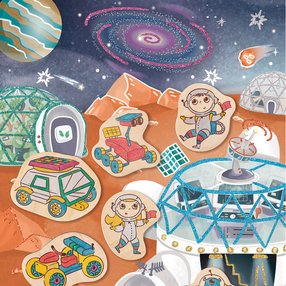 Aimants de l’espace à colorier Hape