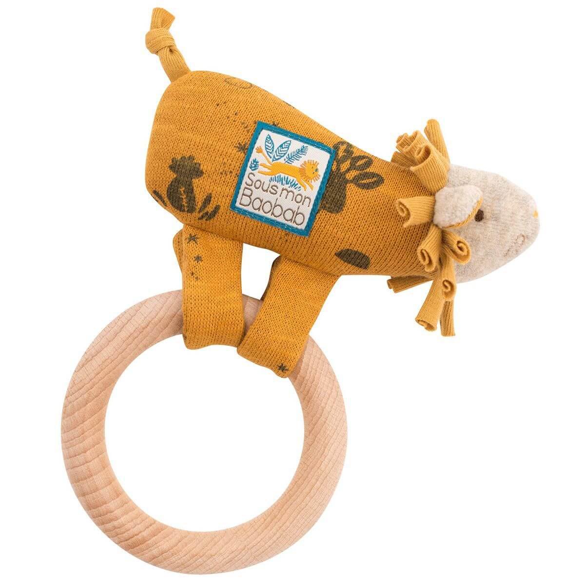 Anneau-hochet bois lion SOUS MON BAOBAB Moulin Roty