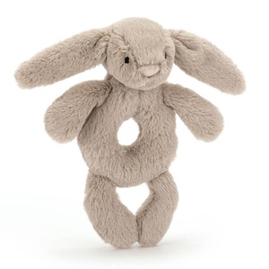 Anneau hochet lapin BASHFUL Jellycat beige