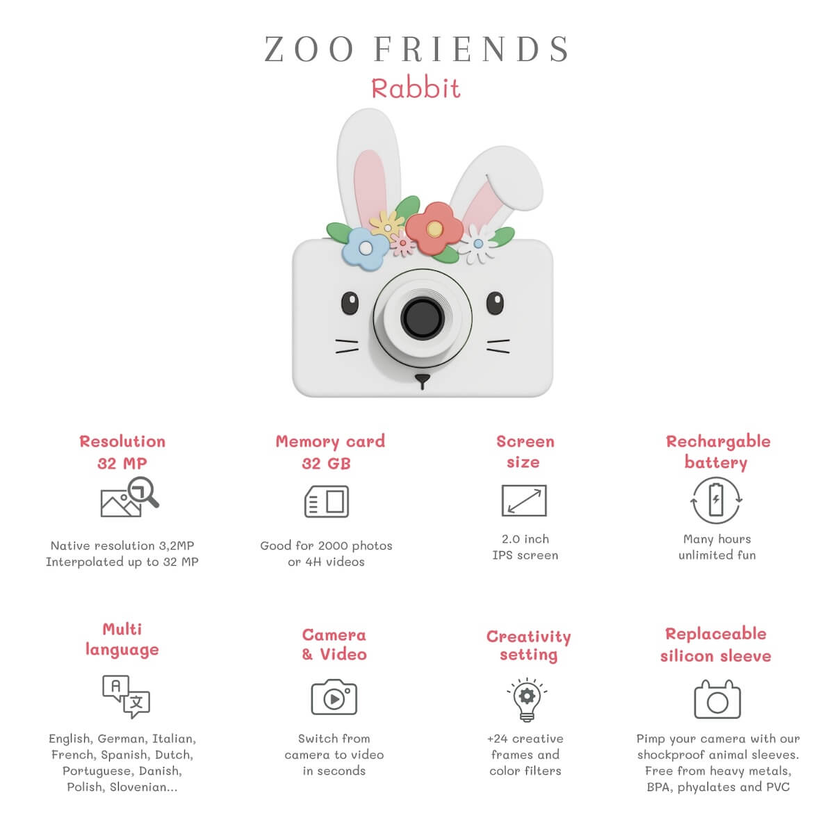 Appareil photo Zoo friends FLEUR DE LAPIN Zoofamily