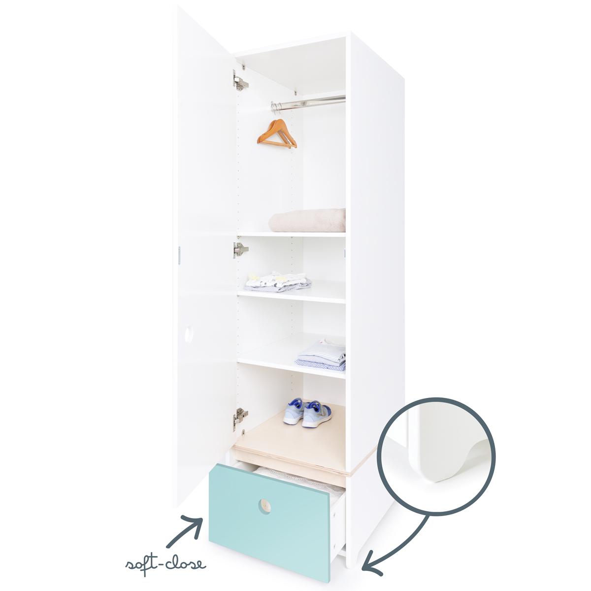 Armoire 1 porte COLORFLEX Abitare Kids façade tiroir sky blue 
