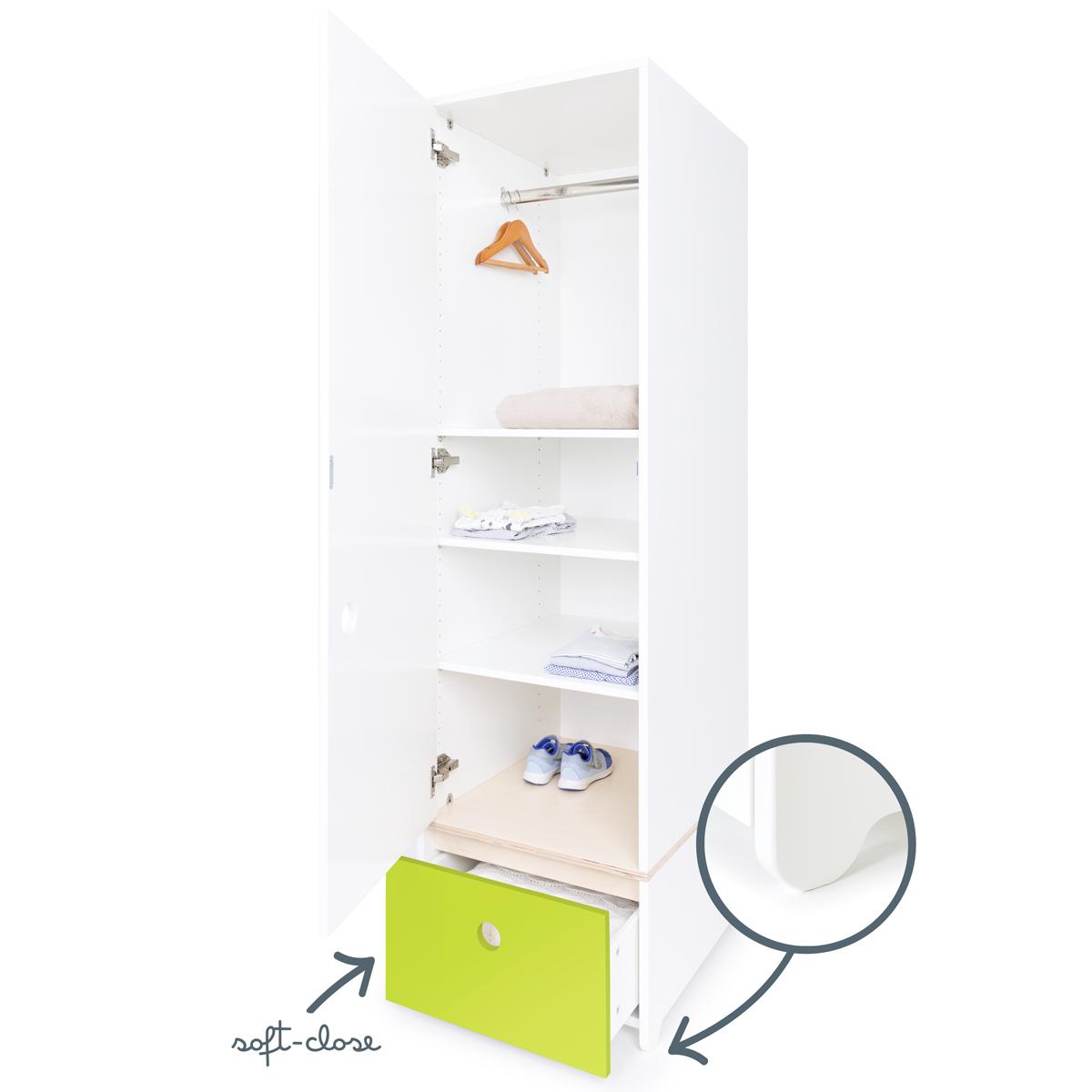 Armoire 1 porte COLORFLEX façade tiroir lime
