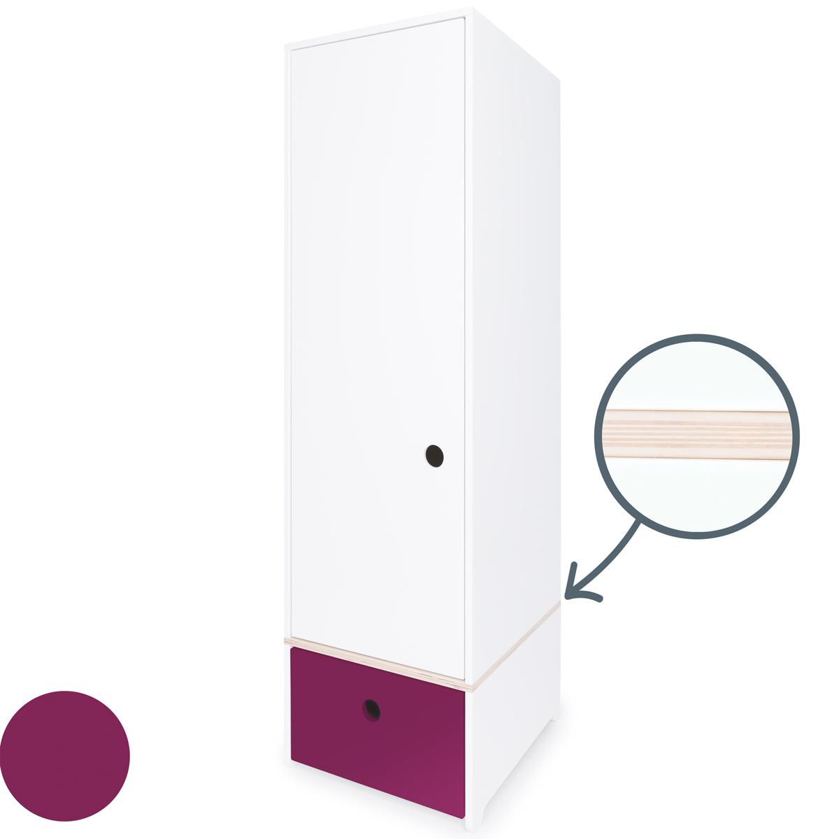 Armoire 1 porte COLORFLEX façade tiroir plum