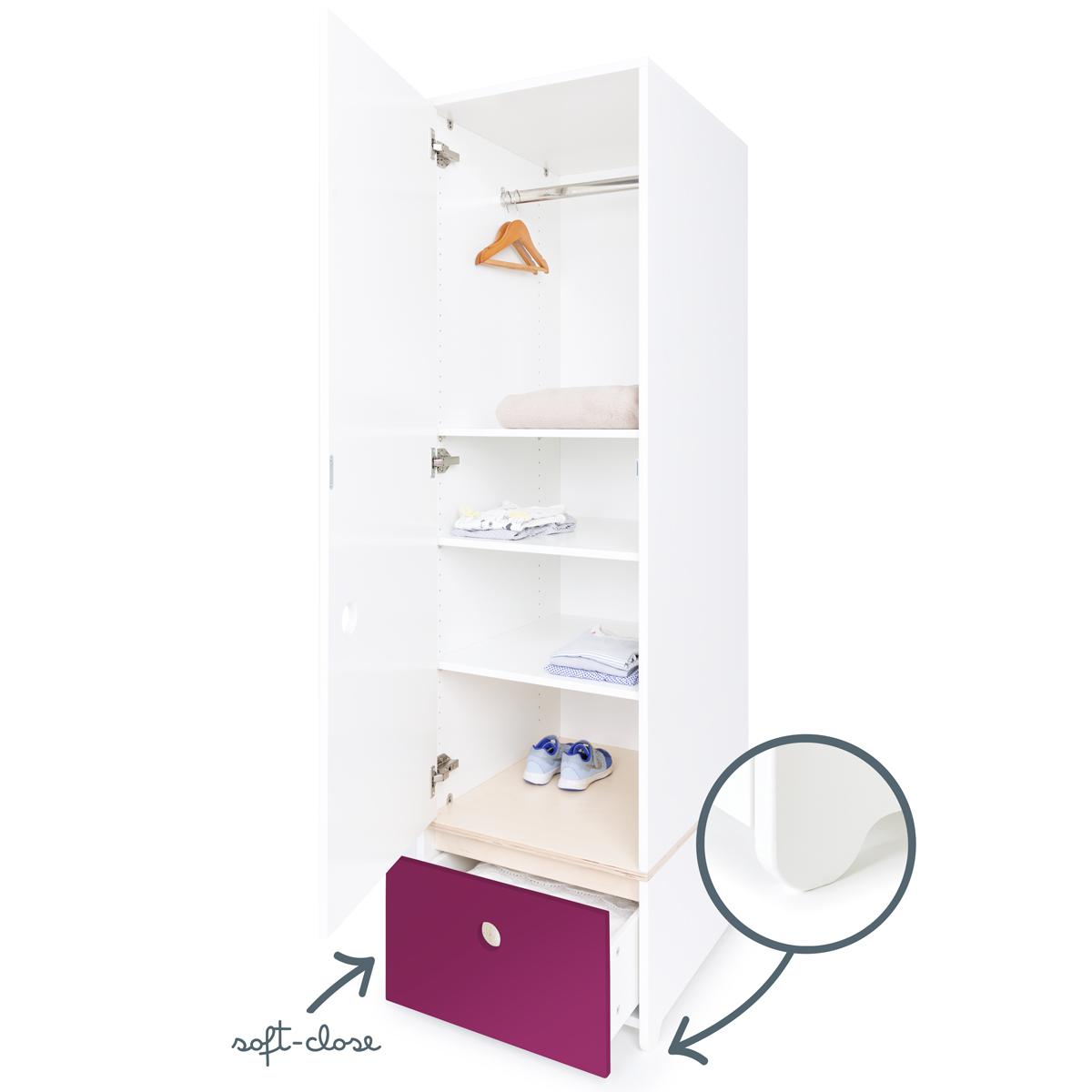 Armoire 1 porte COLORFLEX façade tiroir plum
