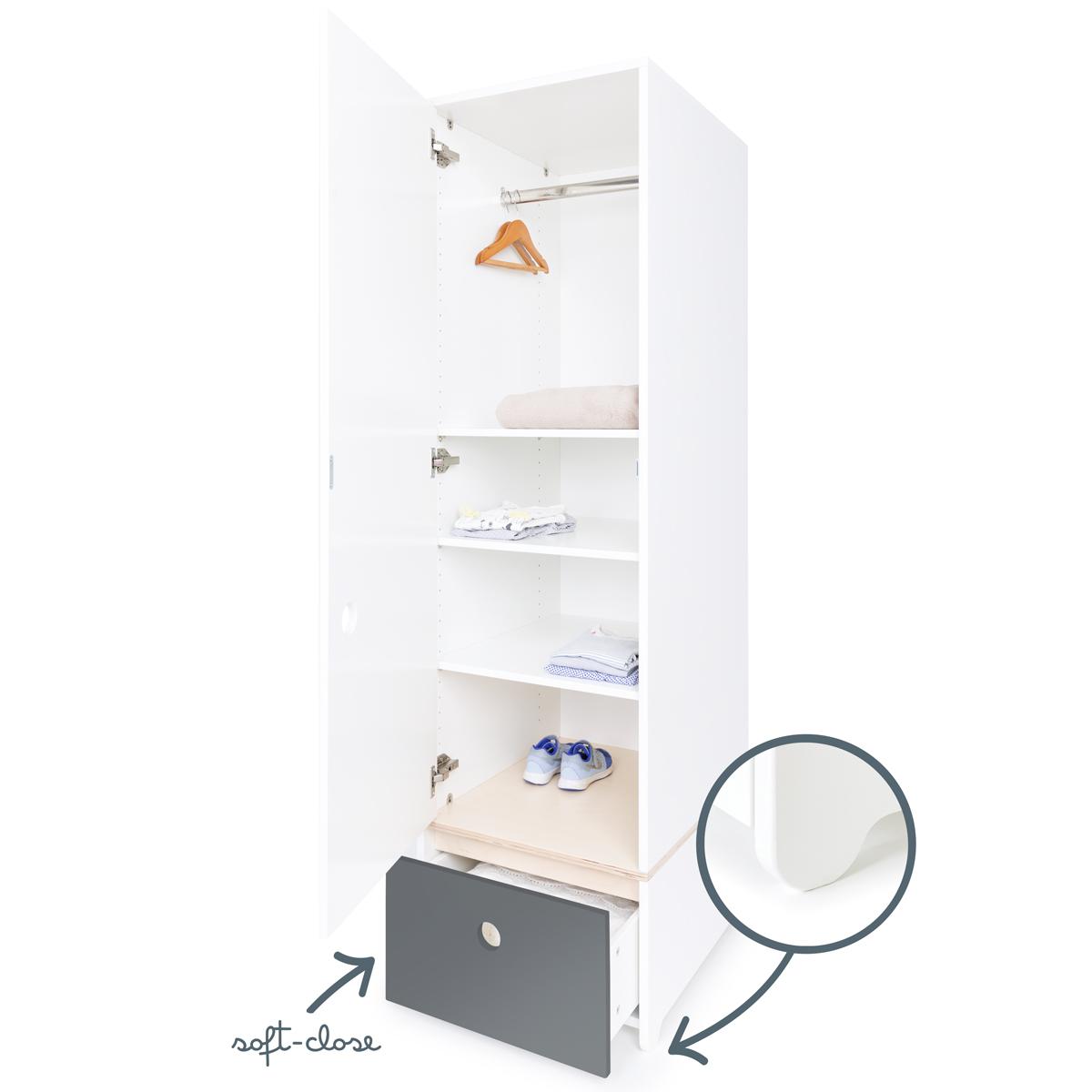 Armoire 1 porte COLORFLEX façade tiroir space grey