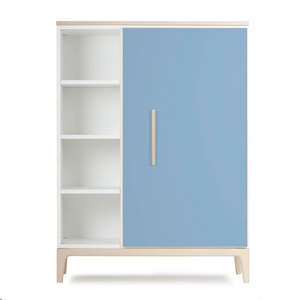Armoire 120 cm 1 porte NADO Curve finition frêne capri blue