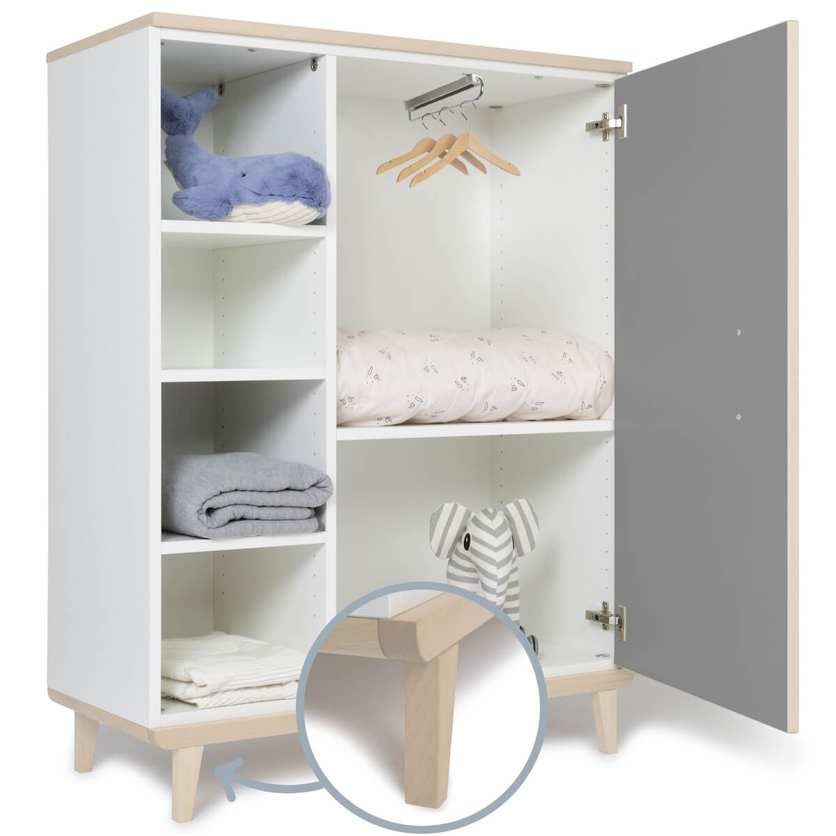Armoire 120 cm 1 porte NADO Retro finition frêne slate grey
