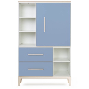 Armoire 147 cm 1 porte 2 tiroirs NADO Curve finition frêne capri blue