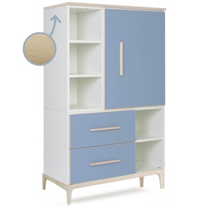 Armoire 147 cm 1 porte 2 tiroirs NADO Curve finition frêne capri blue