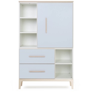Armoire 147 cm 1 porte 2 tiroirs NADO Curve finition frêne sky blue