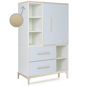 Armoire 147 cm 1 porte 2 tiroirs NADO Curve finition frêne sky blue