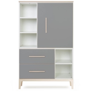 Armoire 147 cm 1 porte 2 tiroirs NADO Curve finition frêne slate grey