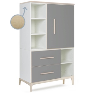Armoire 147 cm 1 porte 2 tiroirs NADO Curve finition frêne slate grey