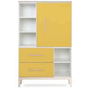 Armoire 147 cm 1 porte 2 tiroirs NADO Curve finition frêne sunshine yellow