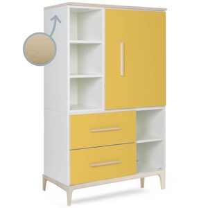 Armoire 147 cm 1 porte 2 tiroirs NADO Curve finition frêne sunshine yellow