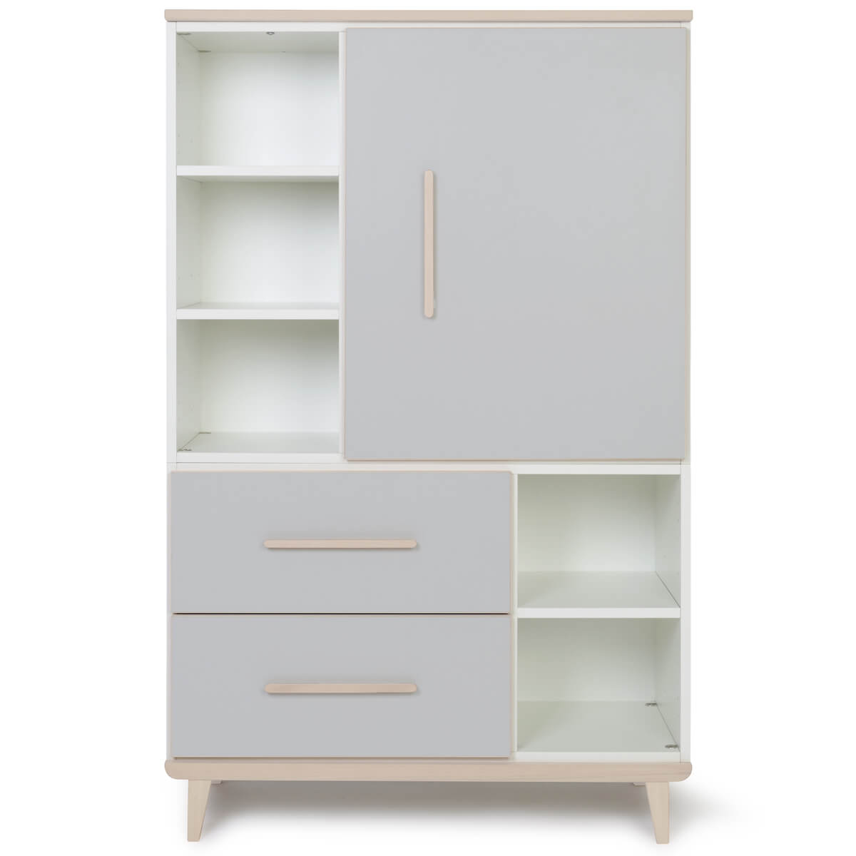 Armoire 147 cm 1 porte 2 tiroirs NADO Retro finition frêne manhattan grey