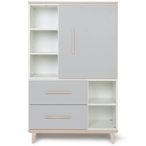 Armoire 147 cm 1 porte 2 tiroirs NADO Retro finition frêne manhattan grey