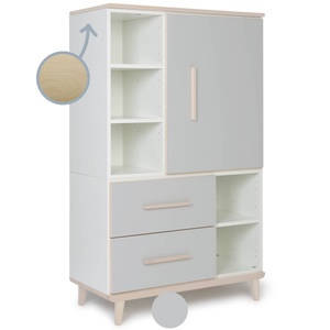 Armoire 147 cm 1 porte 2 tiroirs NADO Retro finition frêne manhattan grey