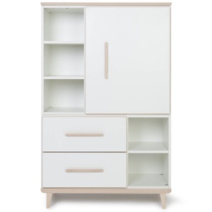 Armoire 147 cm 1 porte 2 tiroirs NADO Retro finition frêne white