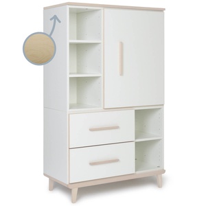 Armoire 147 cm 1 porte 2 tiroirs NADO Retro finition frêne white