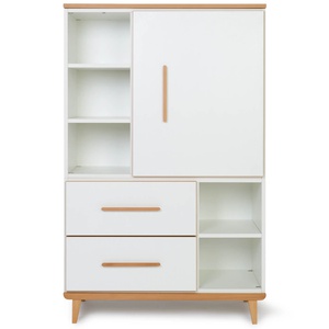 Armoire 147 cm 1 porte 2 tiroirs NADO Retro finition hêtre white