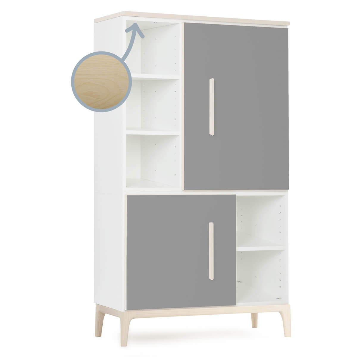 Armoire 147 cm 2 portes NADO Curve finition frêne slate grey