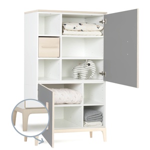 Armoire 147 cm 2 portes NADO Curve finition frêne slate grey